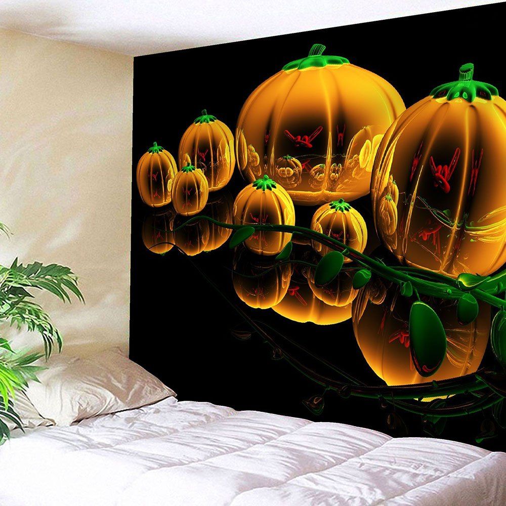 

Halloween Pumpkin Lantern Printed Wall Tapestry, Black