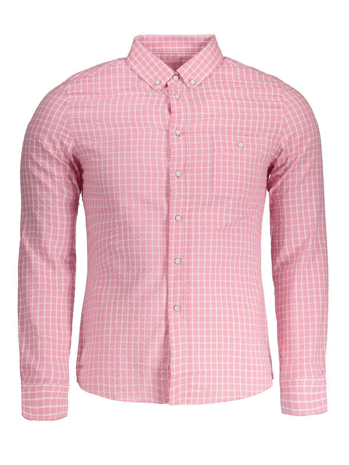

Button Down Checked Mens Shirt, Pink