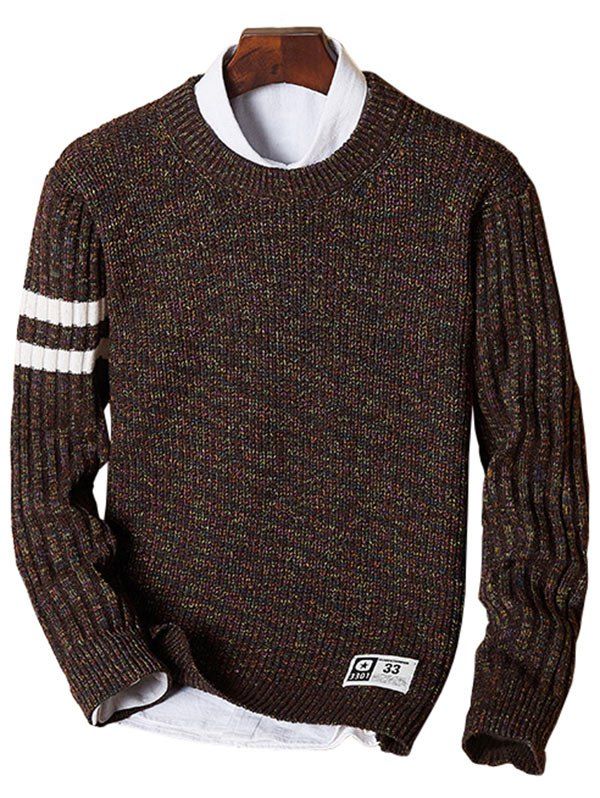 

Striped Heathered Crew Neck Sweater, Coffee