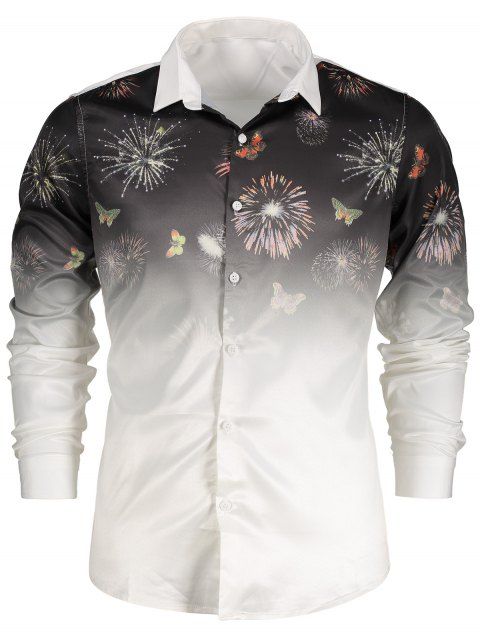 Butterfly Print Dip Dye Long Sleeve Shirt