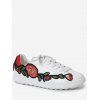 Embroidery Low-top Faux Leather Sneakers - RED 39