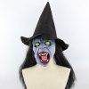Masque Sorcière Imprimé et Chapeau avec Perruque pour Halloween - Noir 
