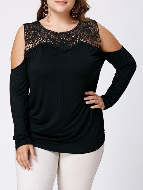 best plus size open shoulder hollow out blouse