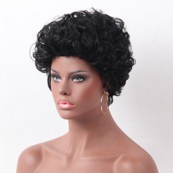 2018 Short Layered Bouffant Curly Synthetic Wig BLACK In Synthetic Wigs ...