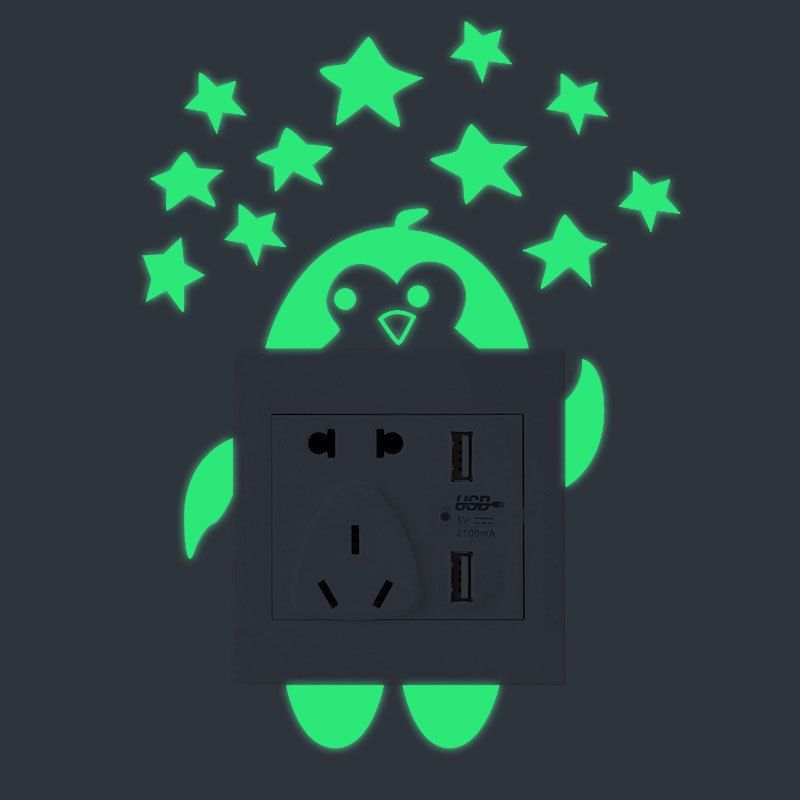 

DIY Stars and Cartoon Shape Luminous Switch Wall Stickers, Green