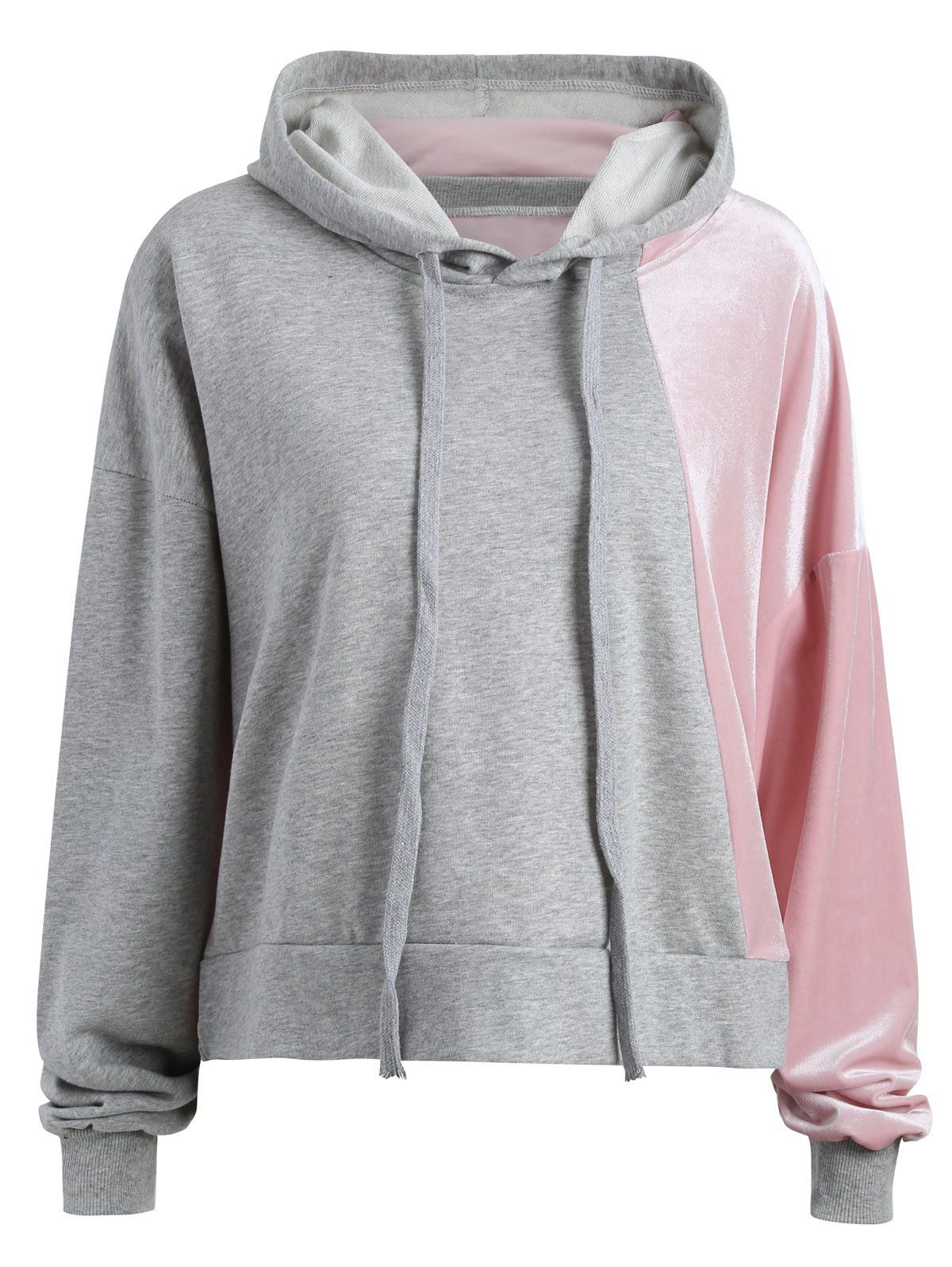 

Plus Size Color Block Velvet Hoodie, Gray