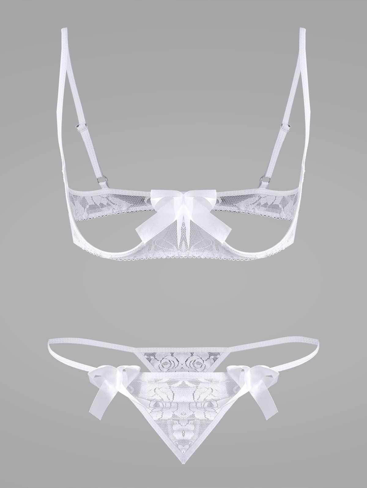

Lace Cut Out Lingerie Bra Set, White