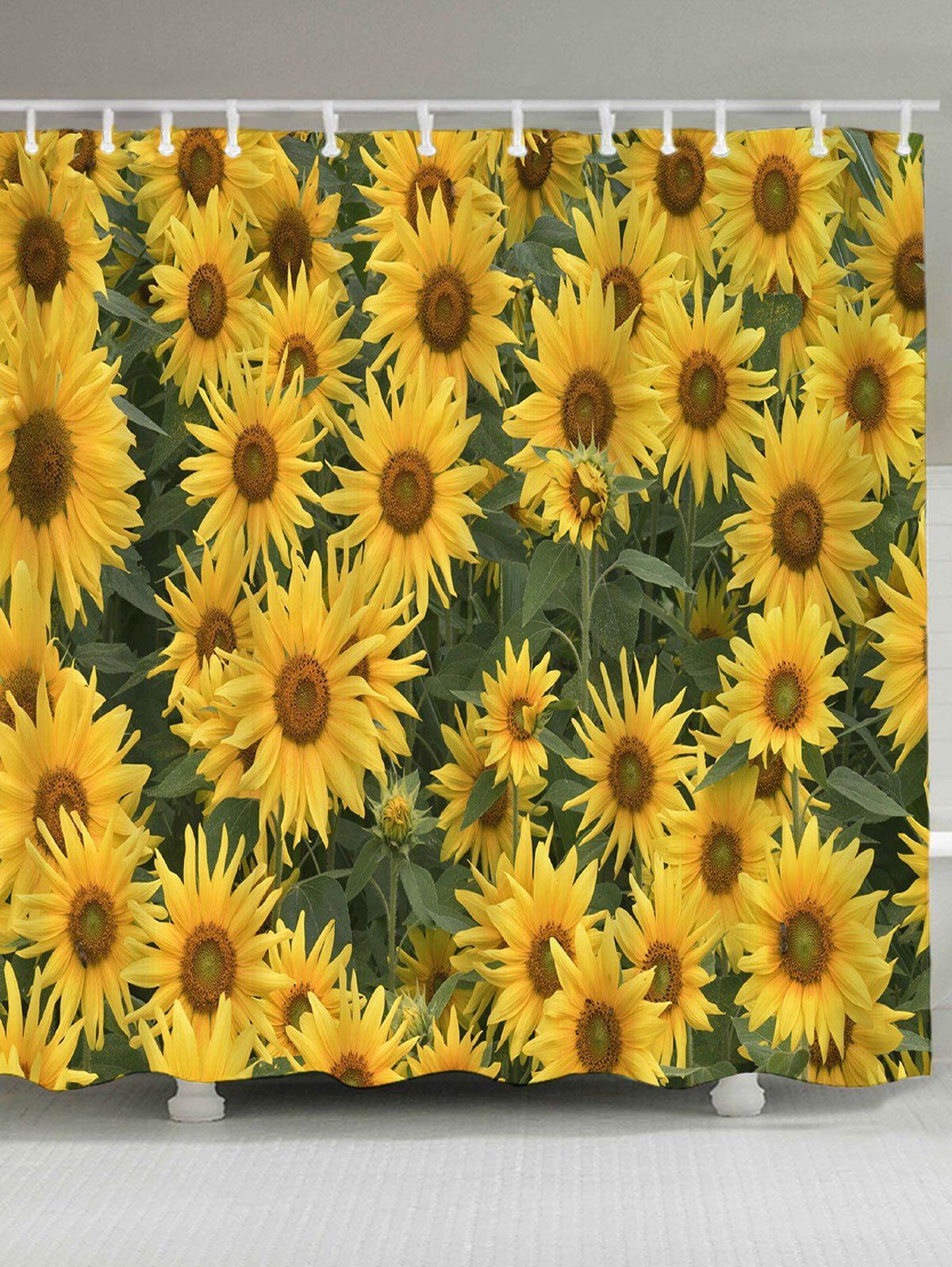 

Waterproof Blooming Sunflowers Printed Shower Curtain, Yellow