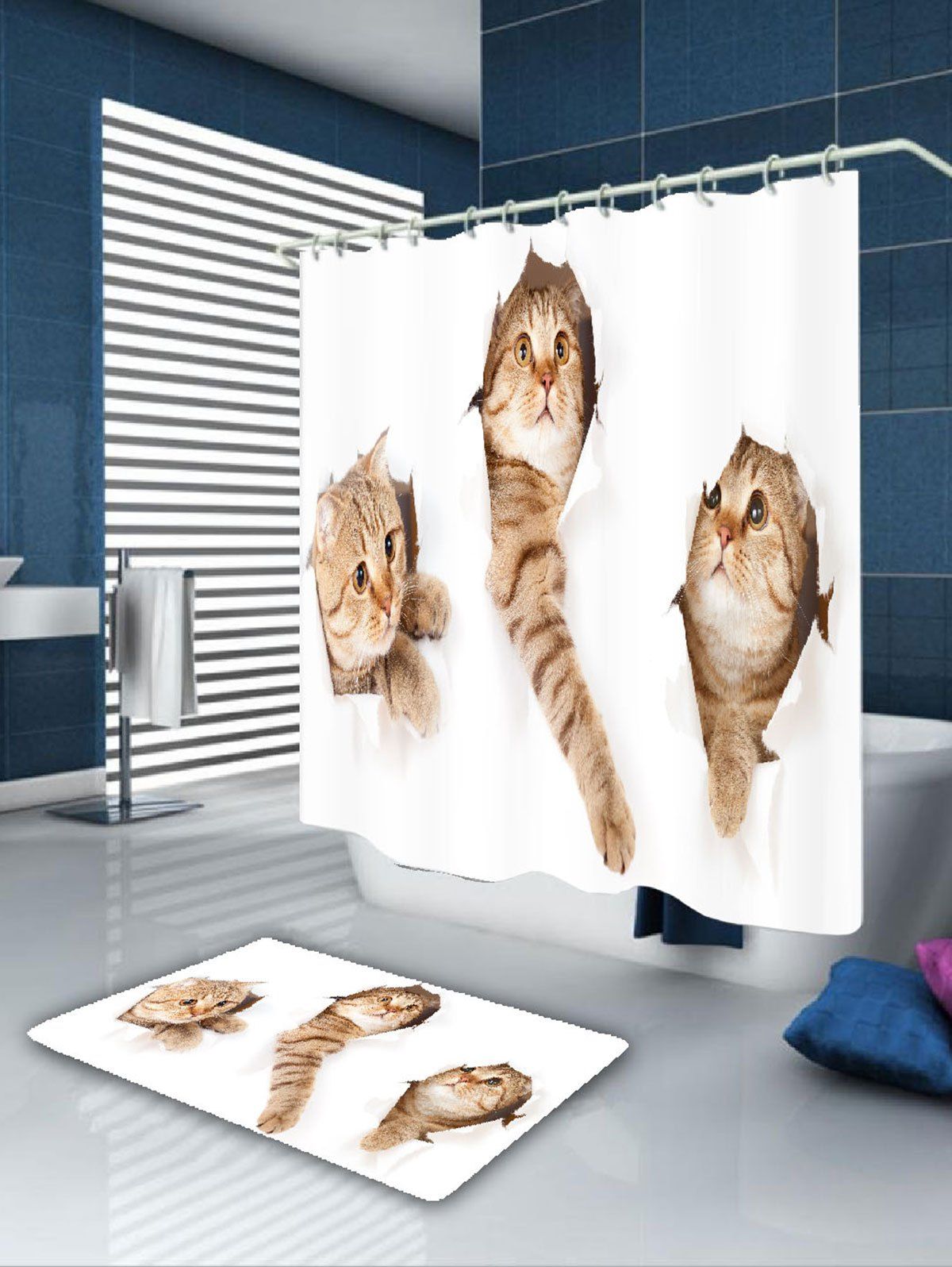 DressLily Com Photo Gallery Cute Cats Printed Waterproof Shower Curtain   20170821121345 36972 