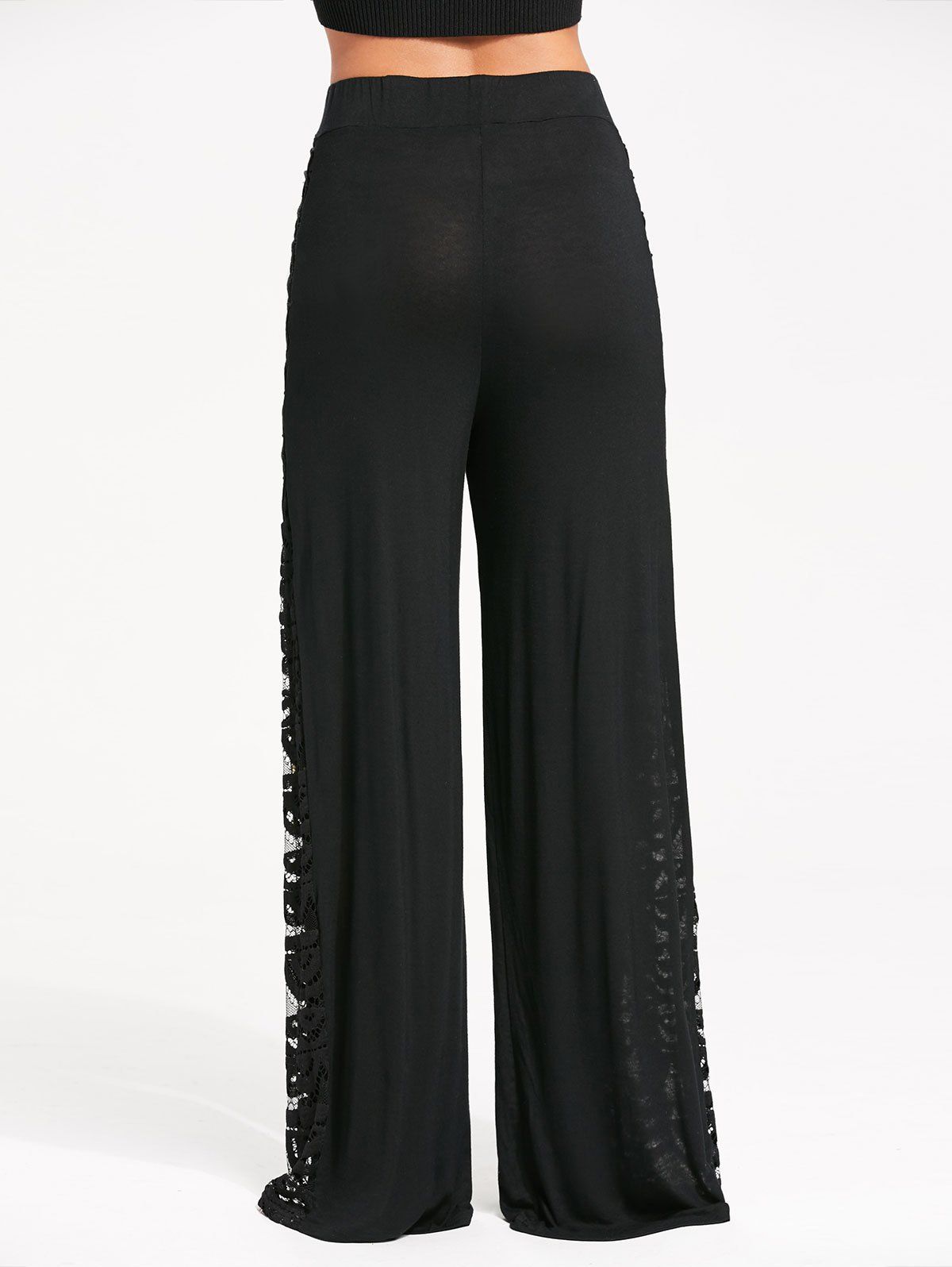 2018 Criss Cross and Lace Panel Palazzo Pants BLACK S In Pants Online ...