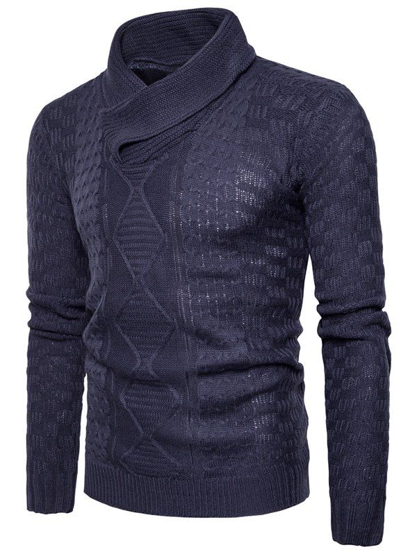 

Shawl Collar Pullover Ribbed Sweater, Deep gray