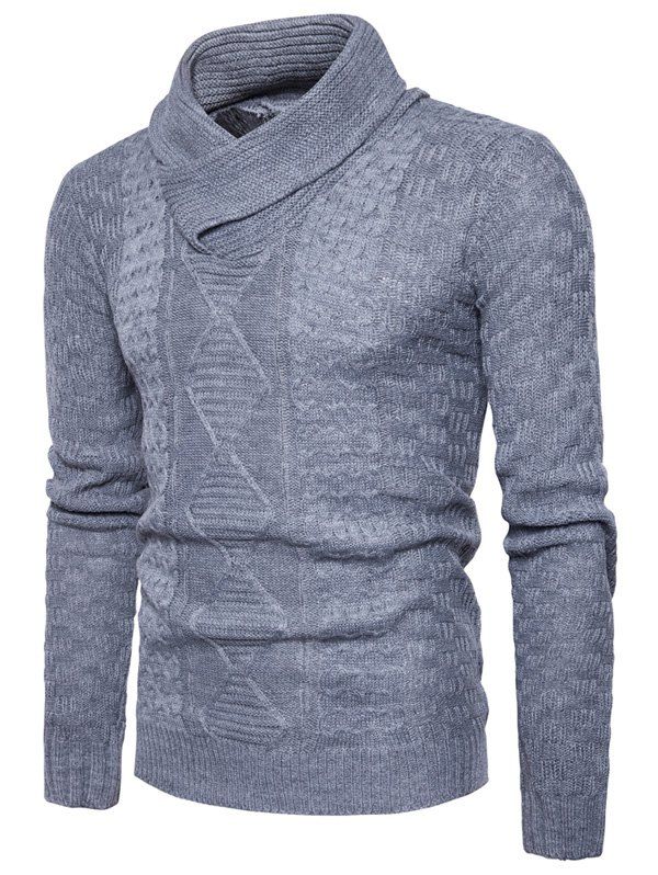 

Shawl Collar Pullover Ribbed Sweater, Light gray