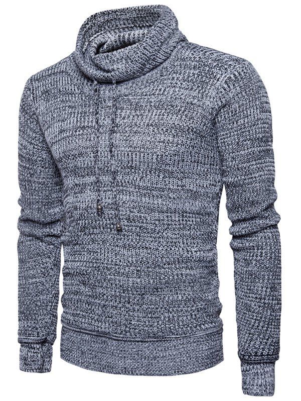 

Cowl Neck Drawstring Knit Blends Sweater, Heather gray