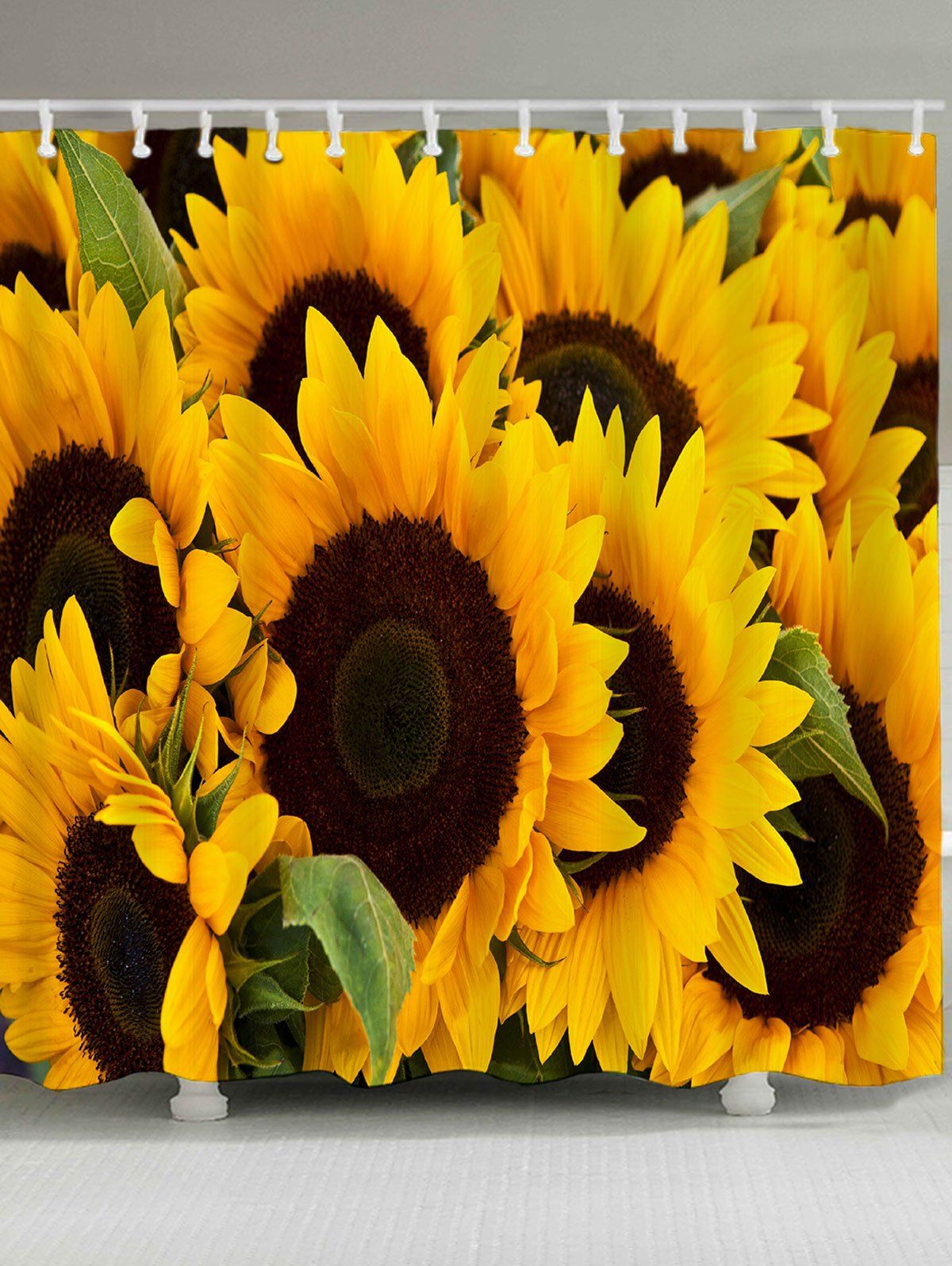 

Sunflowers Printed Waterproof Shower Curtain, Yellow