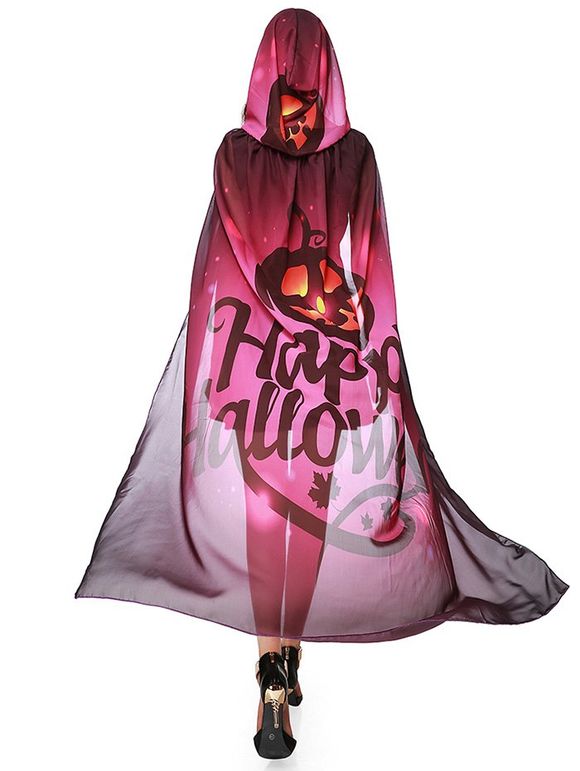 Cape à Capuche en Mousseline Imprimé Élément D'Halloween - Violacé rouge 