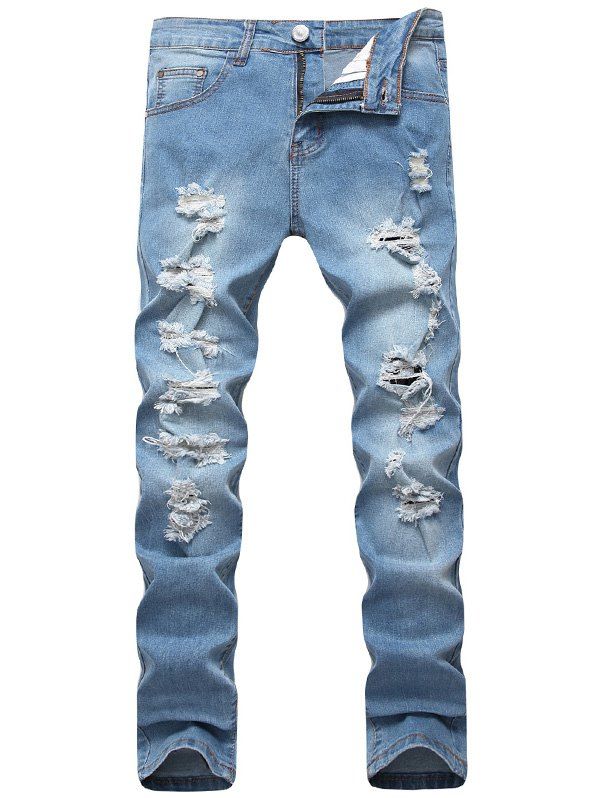 

Light Wash Ripped Jeans, Light blue