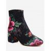 Velvet Floral Pattern Short Boots - BLACK 37