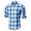 Chemise à carreaux à manches longues - Bleu XL