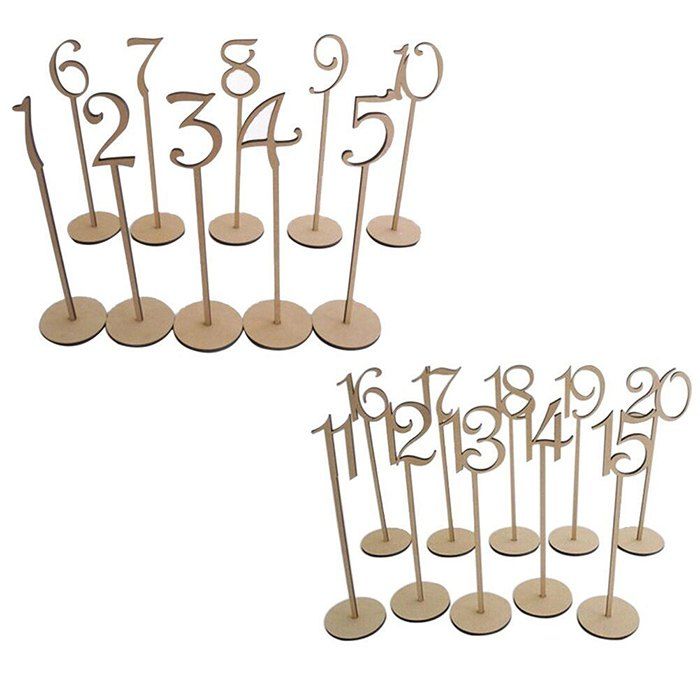 

Wedding Bar Wooden Table Numbers, Ivory yellow