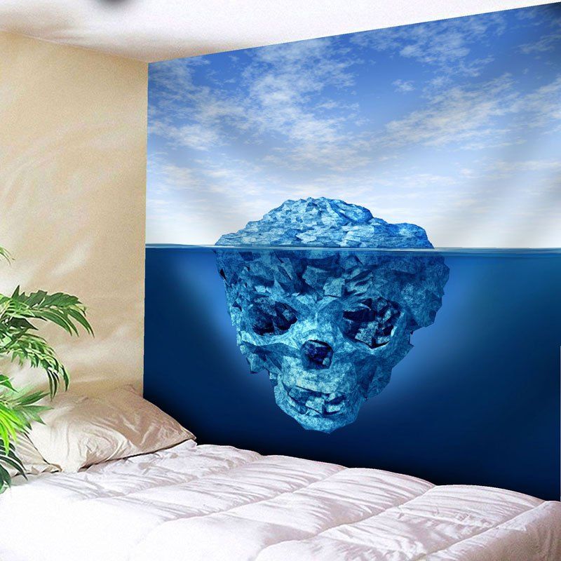 

Sea Water Skull Wall Hanging Bedroom Tapestry, Blue
