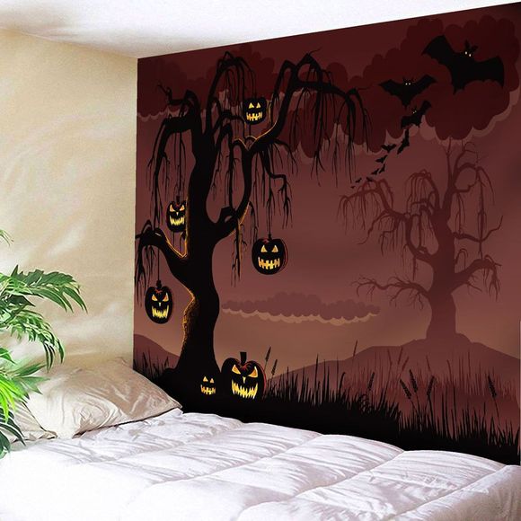 Art de la lanterne de citrouille Tapisserie de mur d'Halloween - Bis W79 INCH * L59 INCH