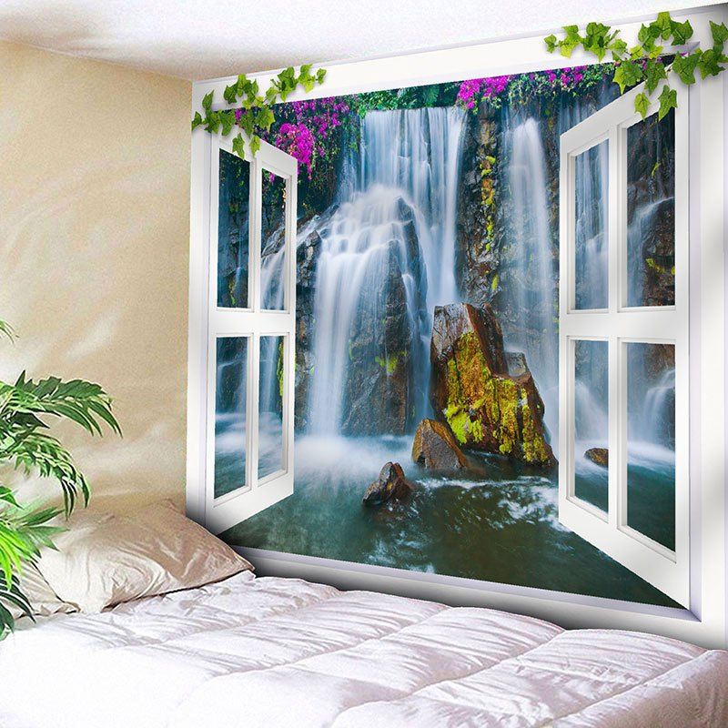 

Window Scenery Pattern Wall Tapestry, Green
