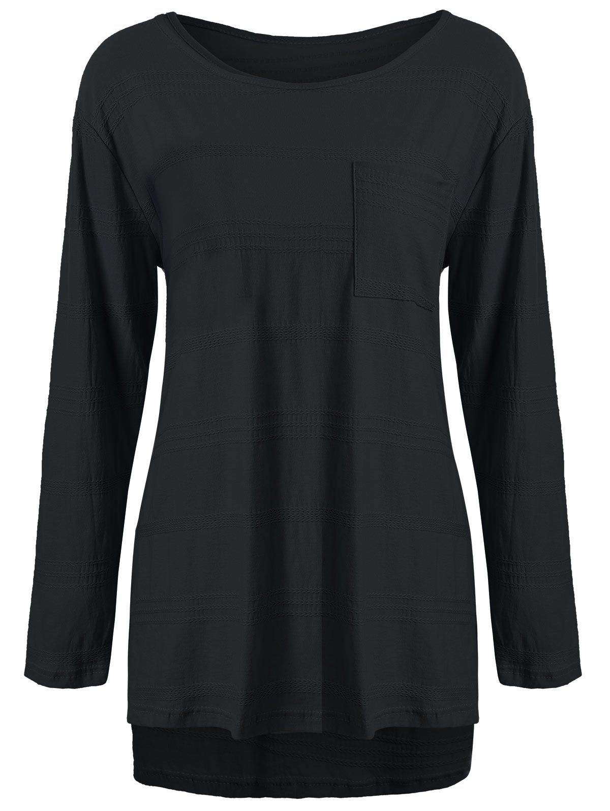 

Plus Size High Low Pocket Blouse, Black