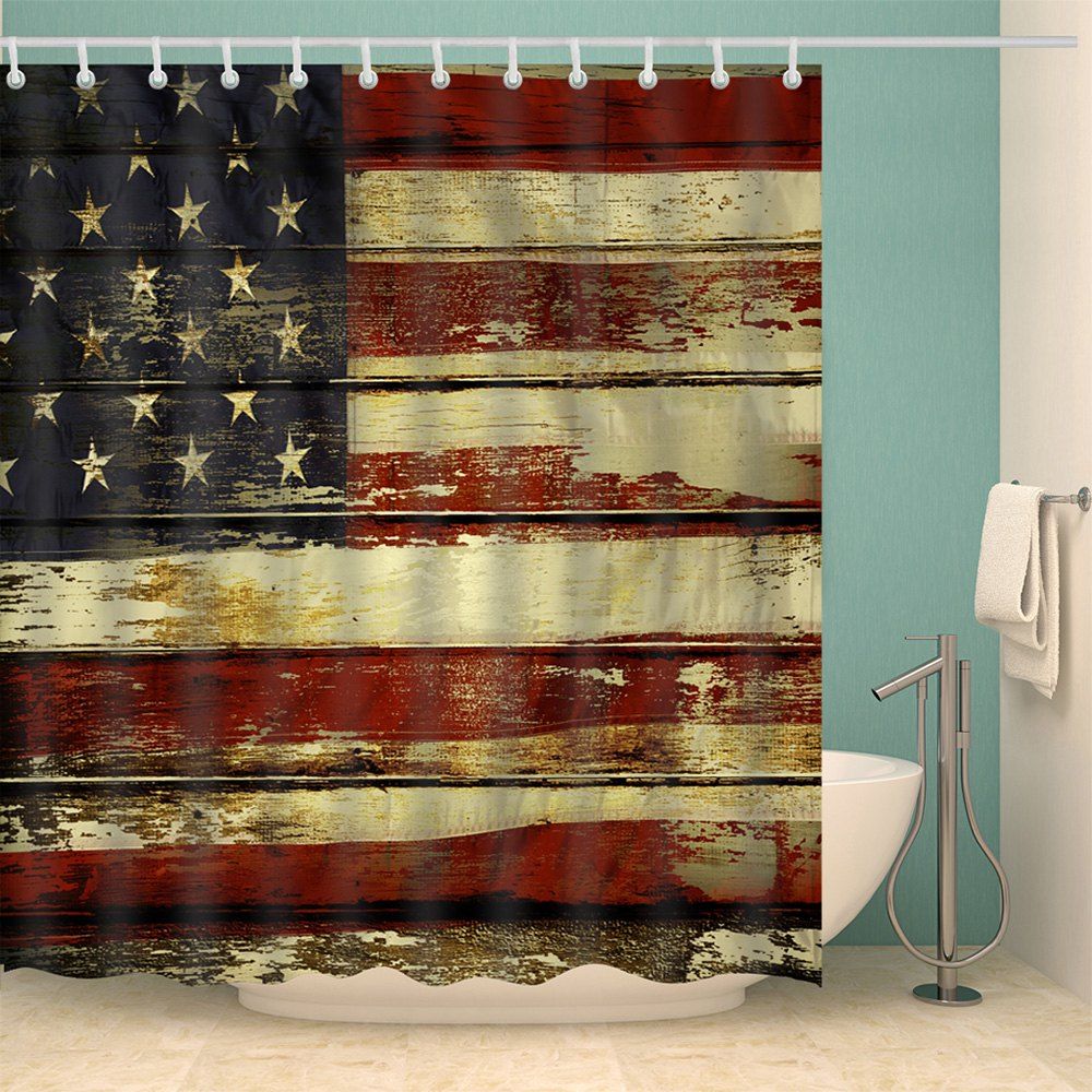 2018 Distressed American Flag Shower Curtain COLORMIX W INCH L INCH In