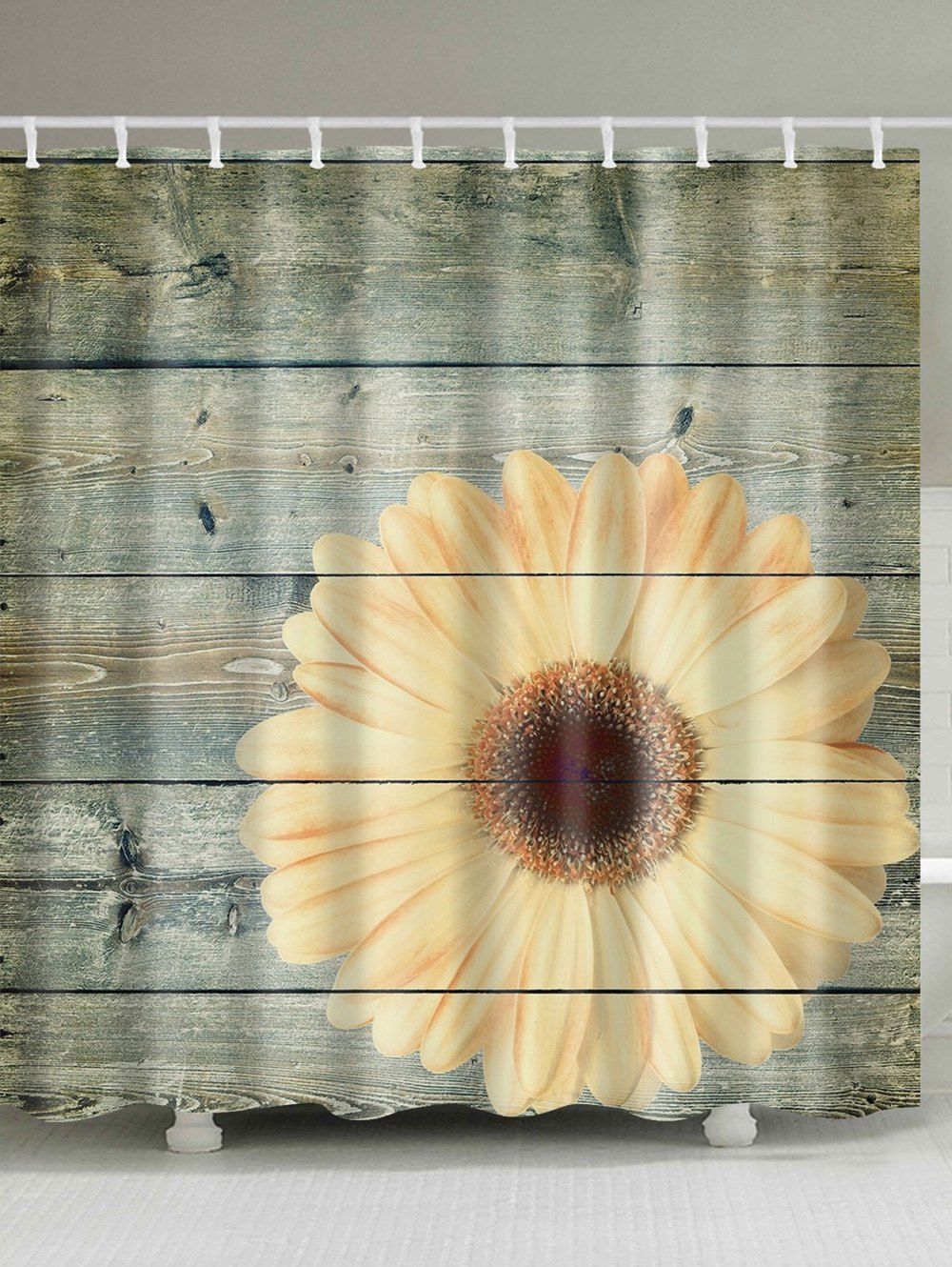 

Bathroom Decor Plank Sunflower Shower Curtain, Wood