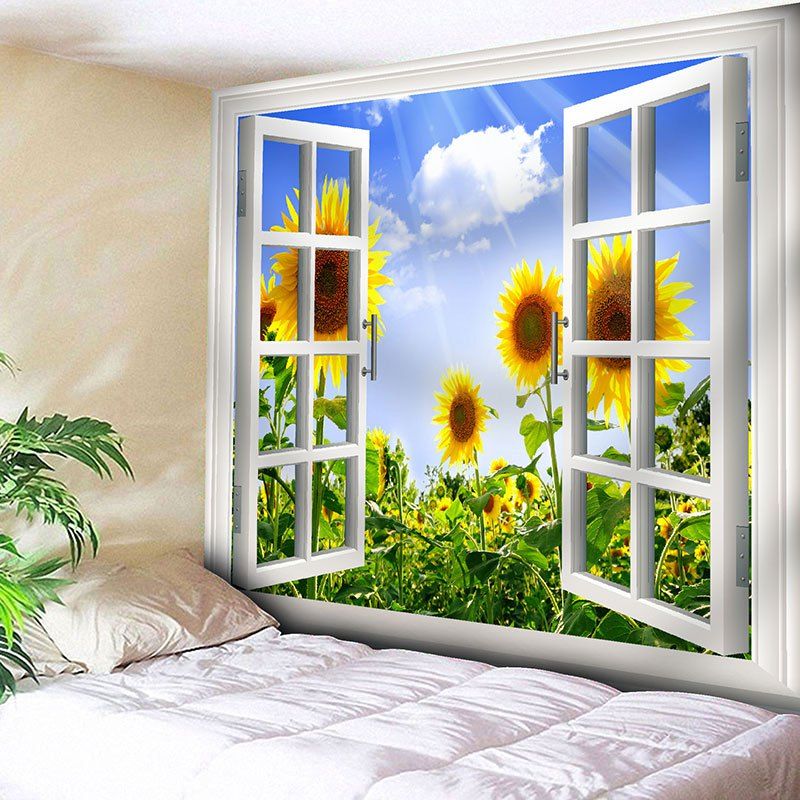 

Wall Hanging Window Sunflowers Tapestry, Colormix