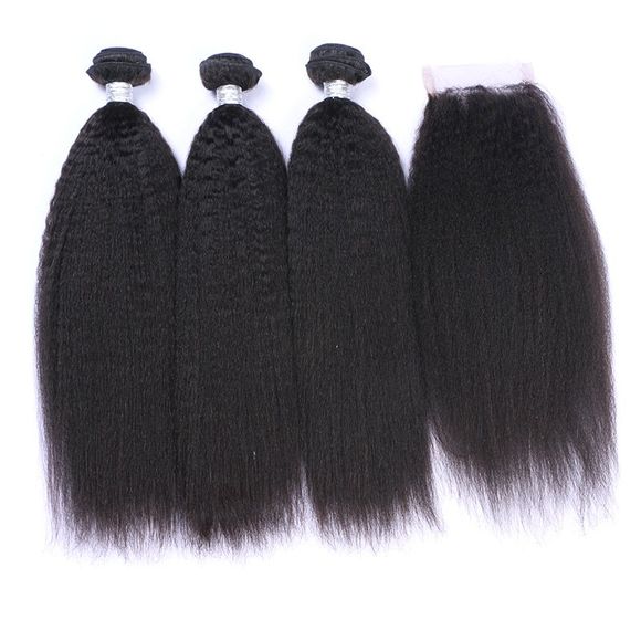 3Pcs / Lot 7A Remy Tissages de Cheveux Humain Indien Droit Singulier Bouffant Long - Noir 14INCH*16INCH*16INCH