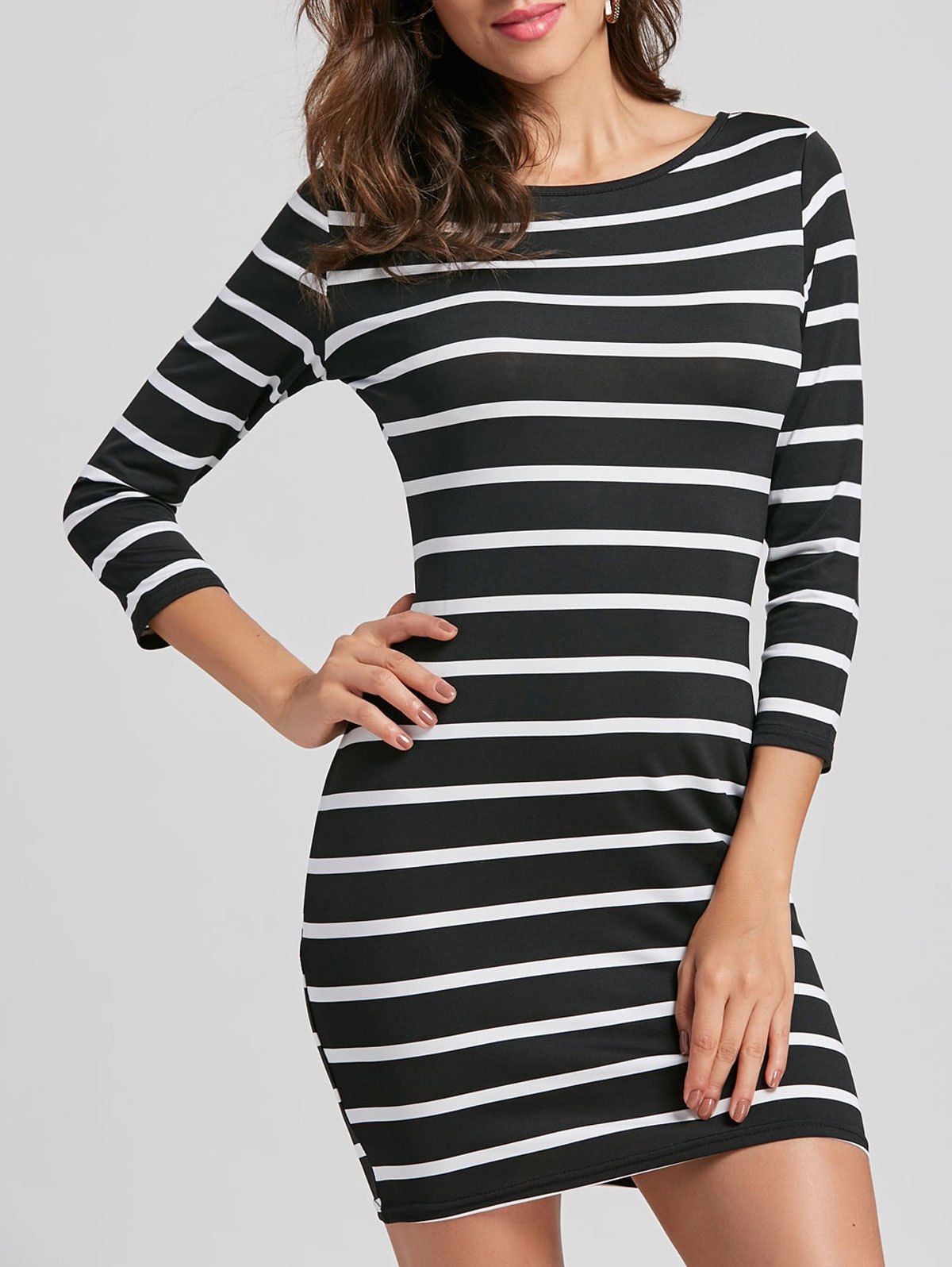 

Mini Stripe Bodycon Dress, Black stripe