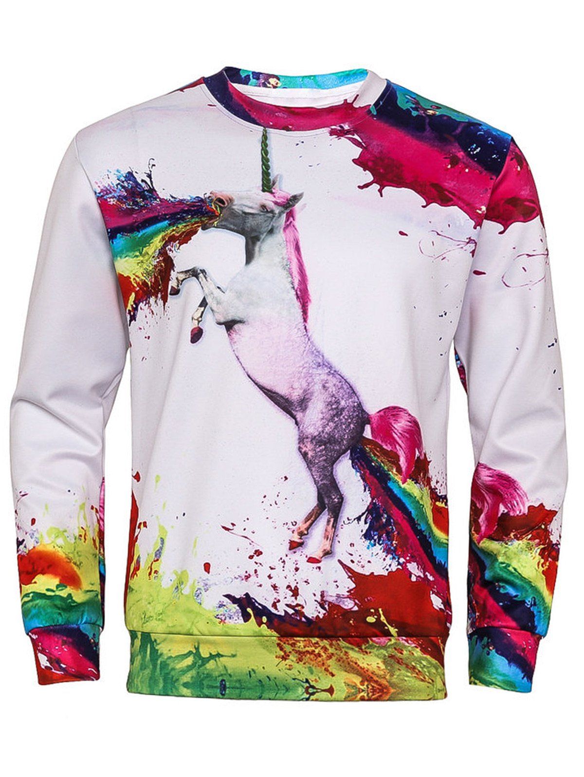 

3D Unicorn Splatter Paint Print Sweatshirt, Colormix
