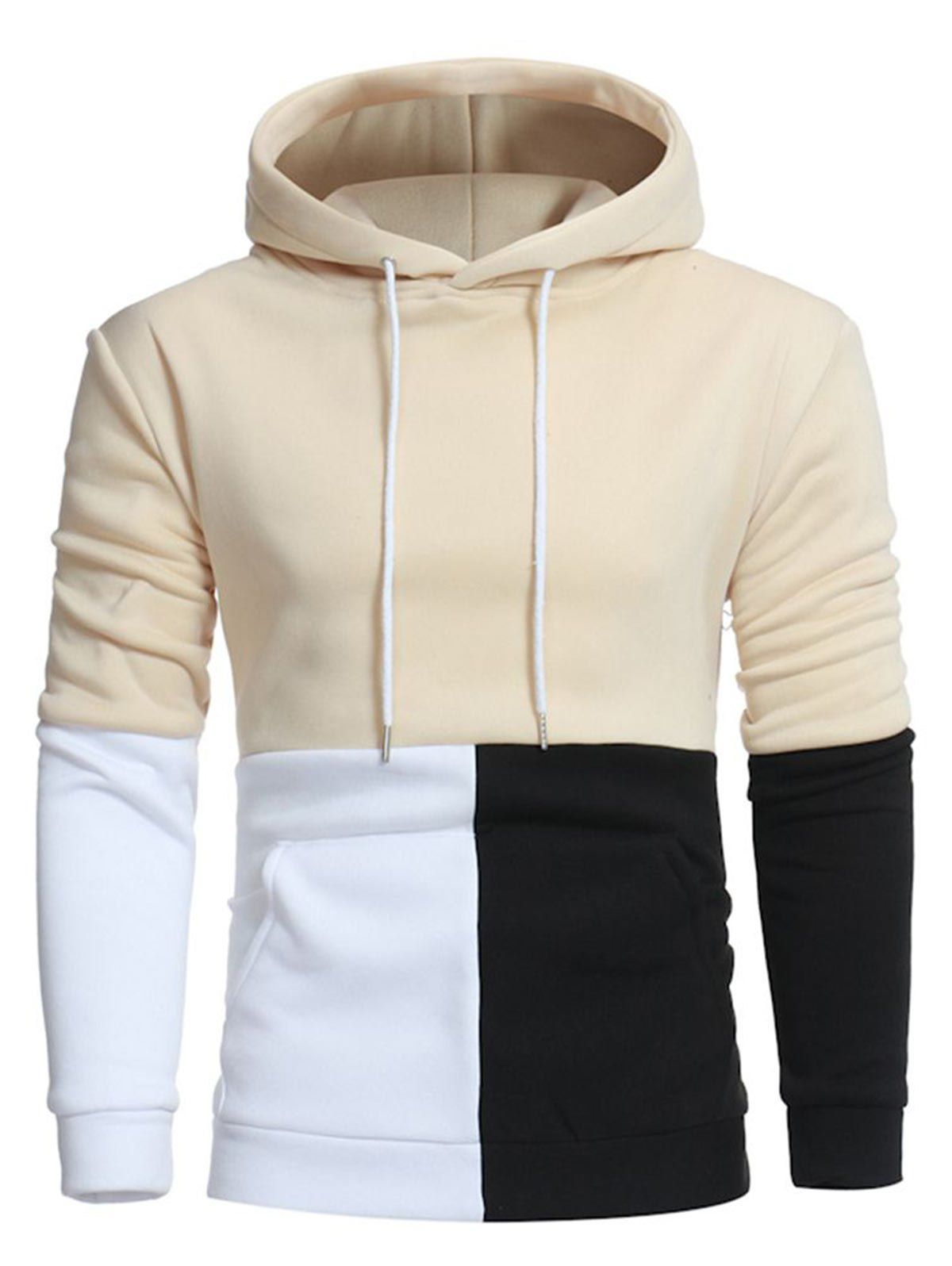 

Color Block Panel Pullover Fleece Hoodie, Palomino