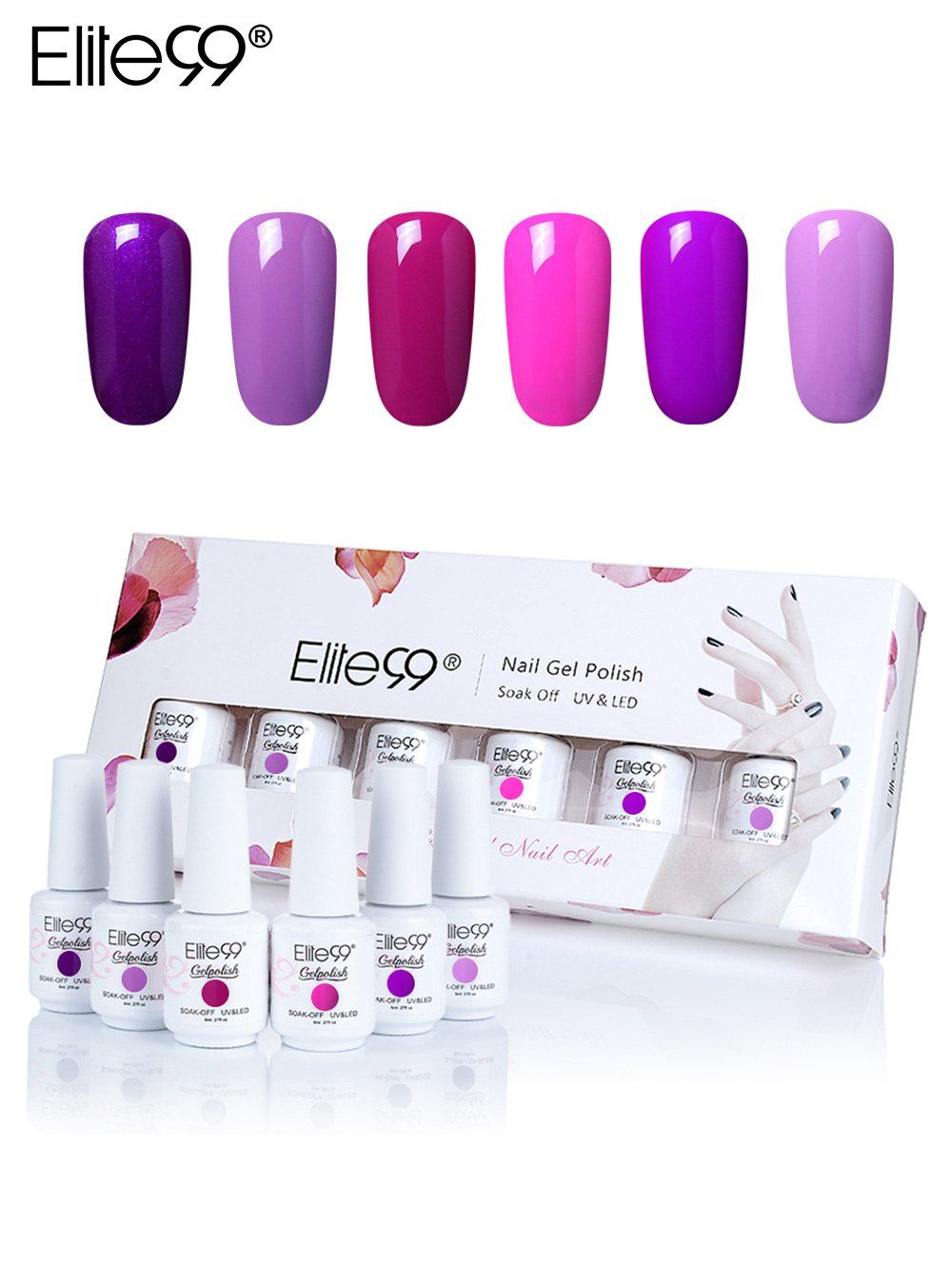 

Elite99 6Colors Polish UV LED Soak-off Gel Nail Box Set, #01