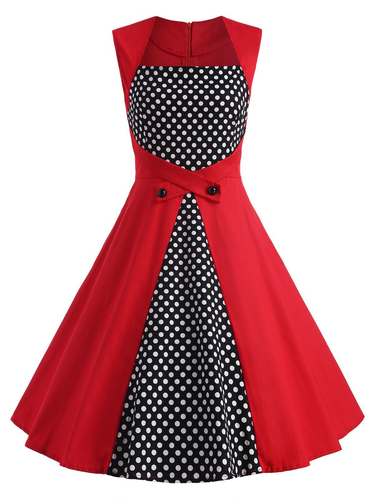 [17% OFF] 2021 Polka Dot Semi Formal Midi Skater Dress In BRIGHT RED ...