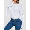 Pull Côtelé à Lacets Épaules Tombantes - Blanc L
