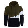 Color Block Panel Drawstring Pullover Hoodie - ARMY GREEN M