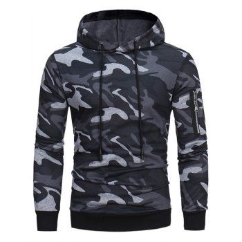 [41% OFF] 2024 Fleece Camouflage Pullover Hoodie In GRAY | DressLily