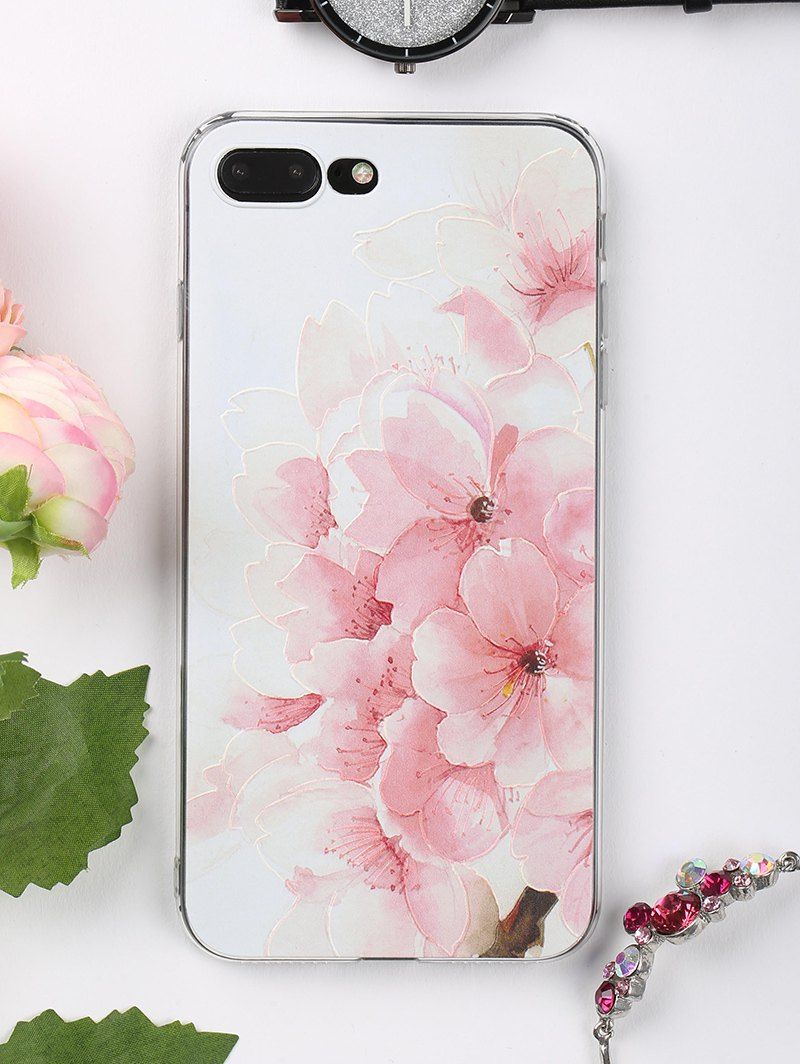 

Peach Flowers Pattern Soft Phone Case For Iphone, Light pink