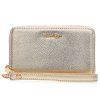 Faux Leather Letter Zipper Around Clutch Bag - d'or HORIZONTAL