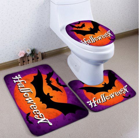 41 Off 2019 Bat Flannel 3pcs Bath Toilet Mats Set In Bat Flannel 3pcs Bath Toilet Mats Set Purple