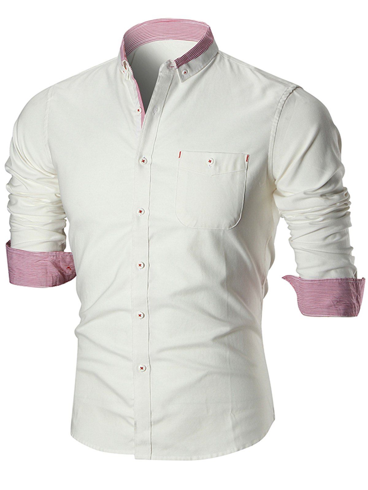 

Chest Pocket Button-down Long Sleeve Shirt, White