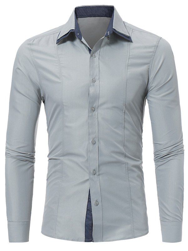 

Elbow Patch Slim Fit Button Down Shirt, Gray