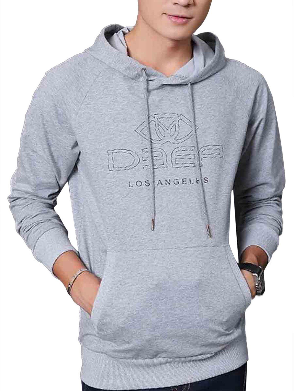 

Pullover Drawstring Graphic Hoodie, Gray