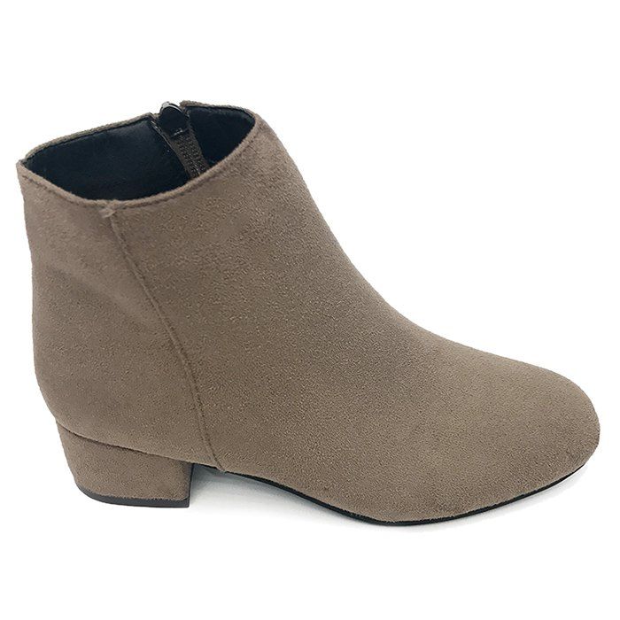 

Faux Suede Side Zipper Ankle Boots, Khaki