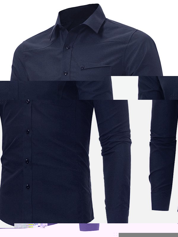 

Pocket Long Sleeve Slim Fit Shirt, Cadetblue