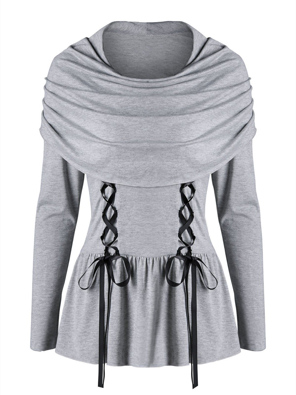 

Lace Up Capelet Top, Light grey