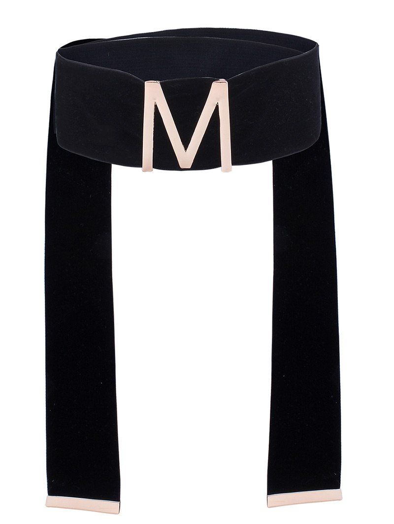 

Vintage Letter M Velvet Choker Necklace, Black
