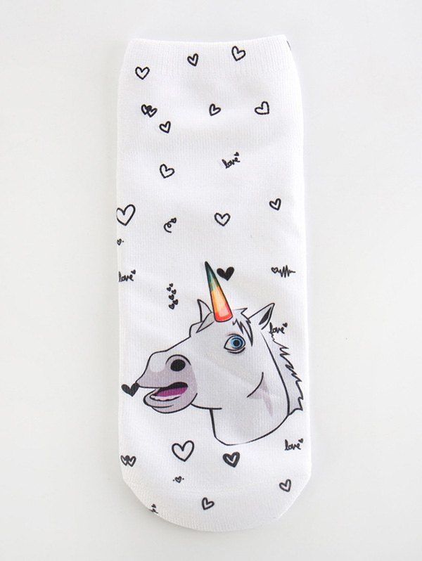 

Cartoon Unicorn Pattern Socks, White